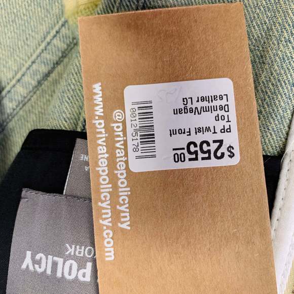 PRIVATE POLICY Twist Front Black Denim Acid Wash Bustier Casual Top - Picture 5 of 6